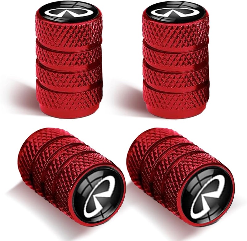 Comburvo 4Pcs Automobile Tire Valve Stem Covers, Corrosion-Resistant Tire Valve Stem Cover Suitable for Infiniti QX50 Q50 Q70 Q70L Q60 QX30 QX60 Infiniti Series Stem Cap Universal Car Valve Cover Red - Image 1